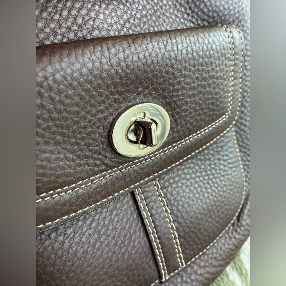 COACH Bag,Coach Pebbled Leather Crossbody Bag in Dark Brown with Silver Hardware - Picture 3 of 14